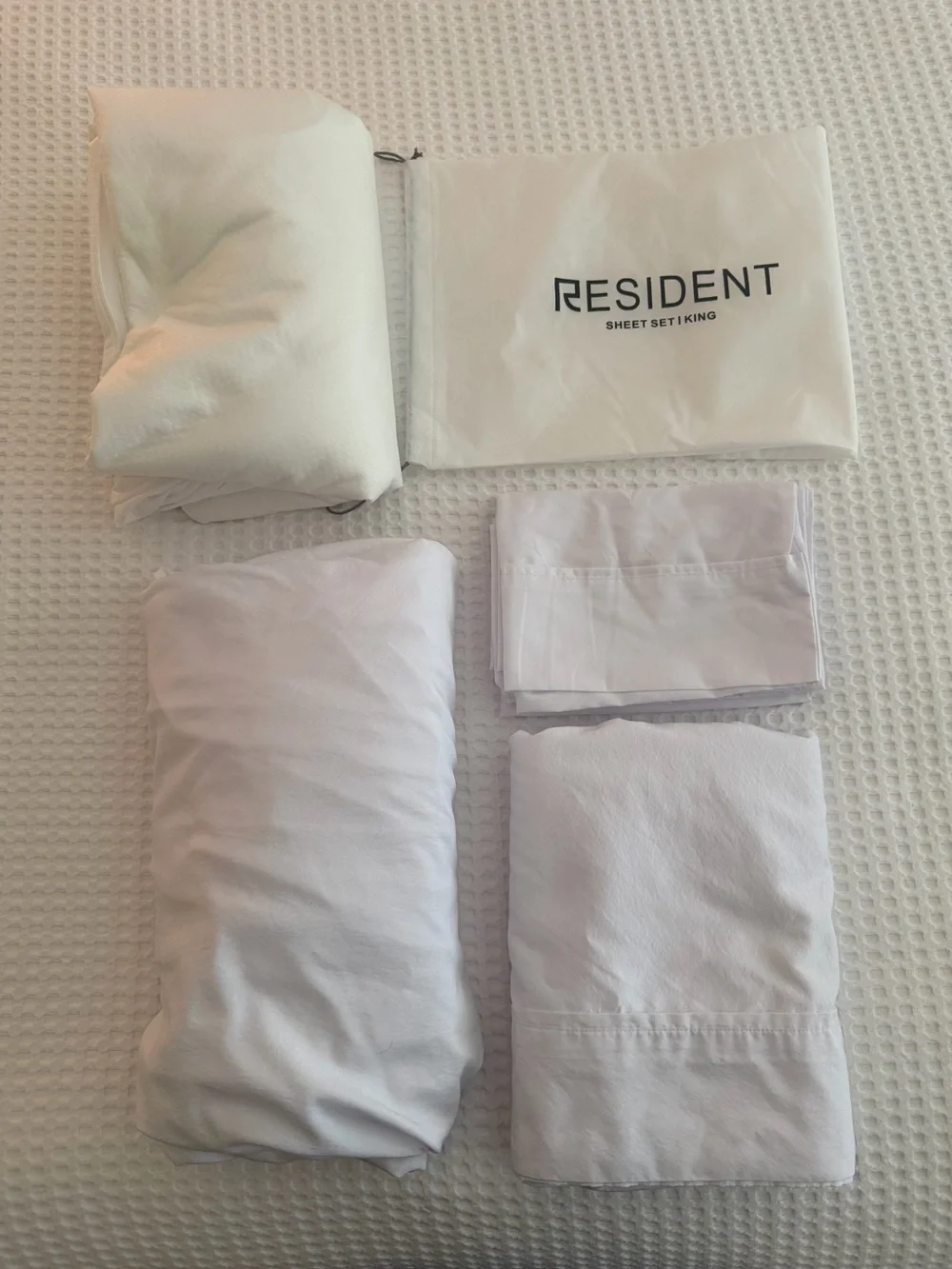 Resident King Sheet Set Nectar Brand Flat + Fitted Sheet, Pillow Cases + Pad